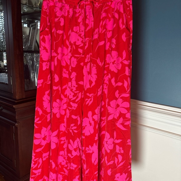 Floral Red ,pink Wide-Leg Pants vacation cruise wear - Picture 7 of 10